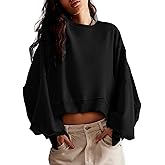 Zwurew Womens Casual Sweatshirt Long Sleeve Tops Crewneck Loose Fit Tee Pullover Crop Tshirt Side Slit Fall Fashion 2024