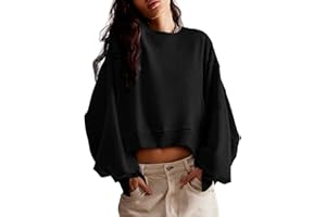 Zwurew Womens Casual Sweatshirt Long Sleeve Tops Crewneck Loose Fit Tee Pullover Crop Tshirt Side Slit Fall Fashion 2024