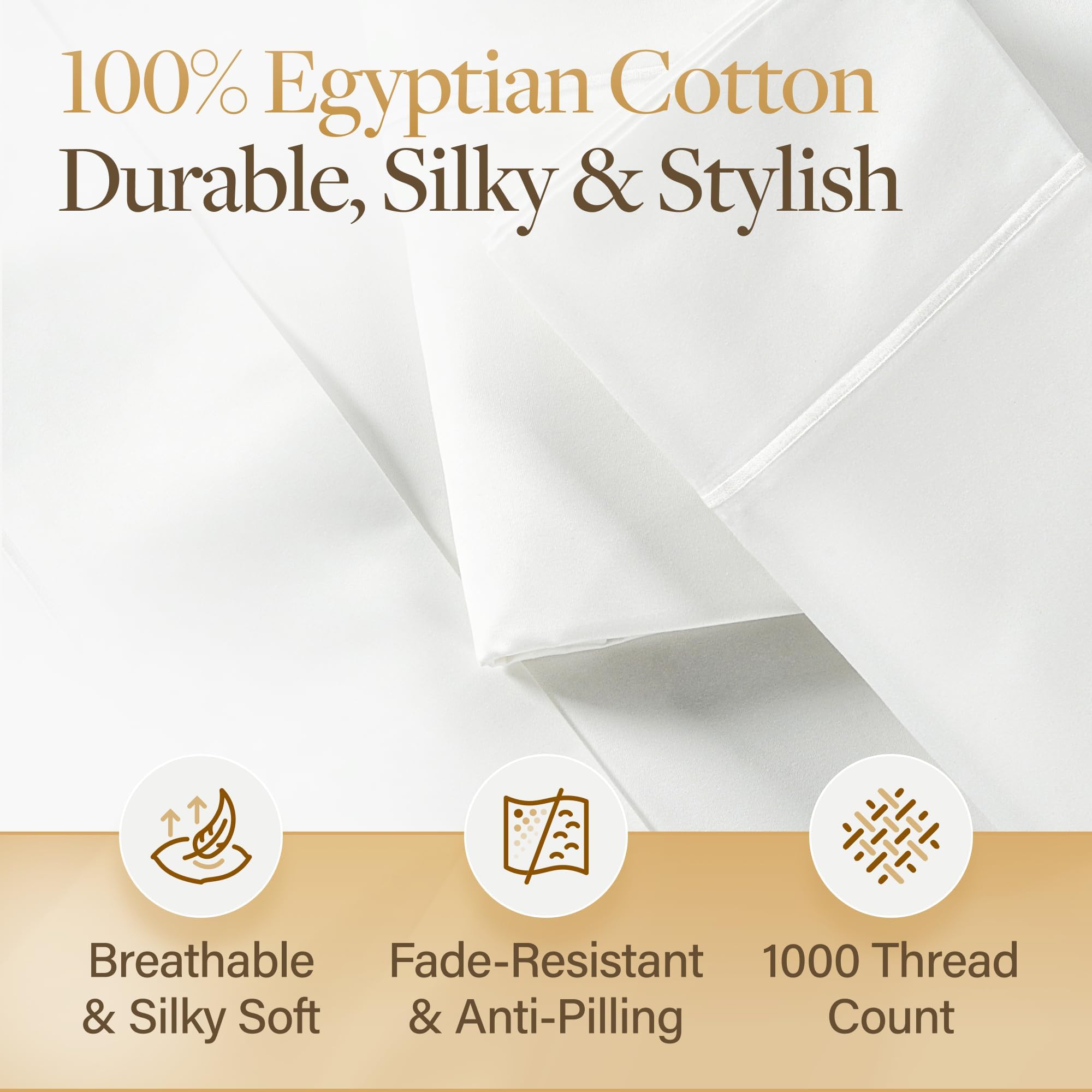 LANE LINEN 100% Egyptian Cotton King Sheets Set – 4 Piece Sateen Weave Bed Sheets, Ultra Soft, 16