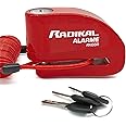 RADIKAL RK66R Motorcycle Disc Lock Alarm 110dB, Deterrent & Waterproof, 6mm Security Click Locking, 5ft Reminder Cable, Spare Batteries, Universal Anti Theft Wheel Brake Lock for Scooter Electric Bike