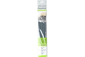 Winsor & Newton Foundation Oil Hog Brush Set, Long Handle, Round Filbert & Flat, 6 Pack