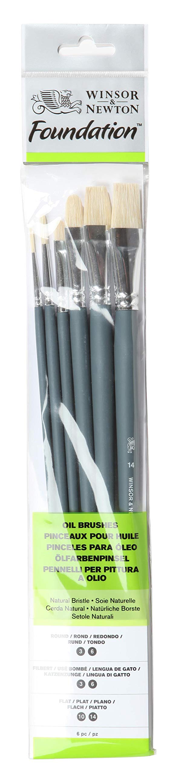 Winsor & Newton Foundation Oil Brush with Long Handle (Pack of 6)