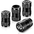 YHEESHIGN Tire Valve Stem Caps, Compatible with Infiniti Series Stem Cap Universal Car Air Cover Car Accessories for Cars, SUV, Truck, Motorcycles 4pcs （Black）