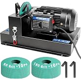 SporGain Lawn Mower Blade Sharpener 2/3 HP 550W, 20 Sandpapers 60&amp;180 Grit | Lawnmower Blade Sharpener with 7" Grinding Wheel Blades Grinder Blade Sharpening Machine for High/Low Lift,Gator&amp;Flat Blade