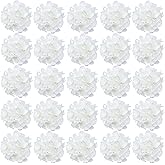 FagusHome 30 Pcs Silk Hydrangea Heads Artificial Flowers Heads and Stems Fake Hydrangea Flowers for Home Wedding Decor (Pure White)