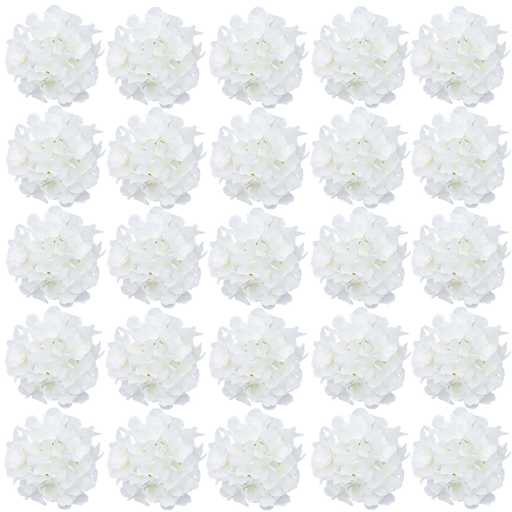 FagusHome 30 Pcs Silk Hydrangea Heads Artificial Flowers Heads and Stems Fake Hydrangea Flowers for Home Wedding Decor (Pure White) — image 1