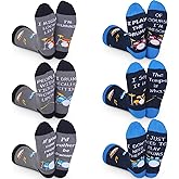 Bonuci 6 Pairs Drummer Socks Gift Funny Novelty Crew Socks for Men Teens Drummer Band Stocking Stuffers Gift for Christmas Drumming Music Lovers