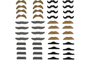 BOBOFLY 48 Pieces Fake Mustaches Beard, Self Adhesive Costume Accessories Novelty Mustache Fiesta Party Supplies for Masquerade Party