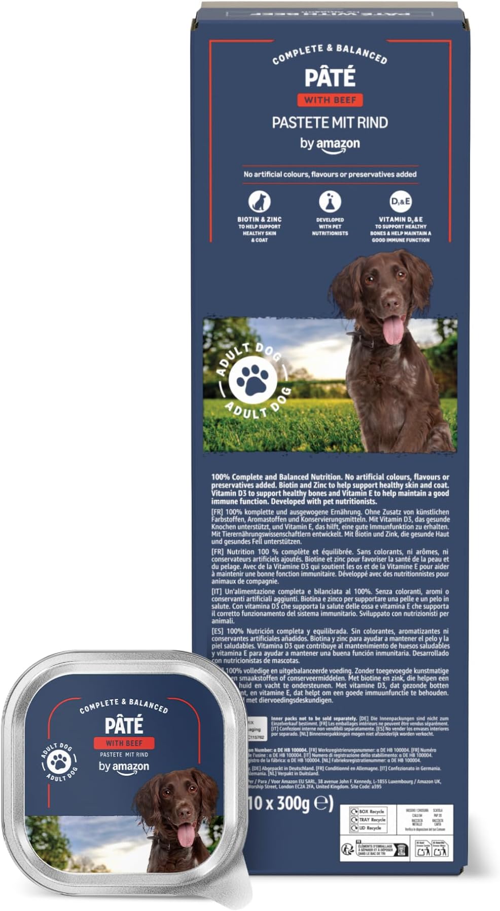 by Amazon Wet Dog Food Paté with Beef 300g Pack of 10