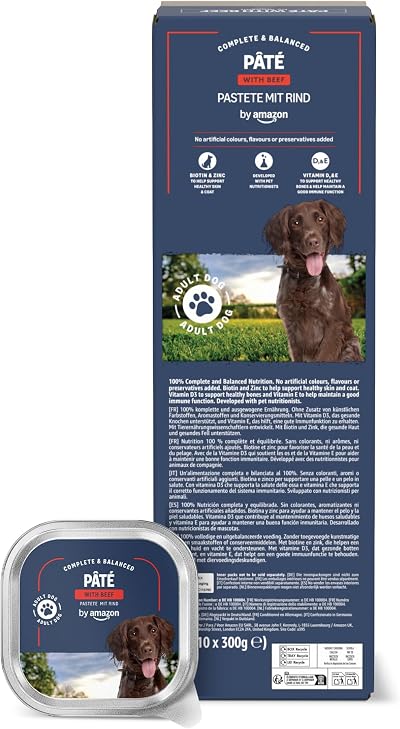 by Amazon Wet Dog Food Paté with Beef 300g Pack of 10