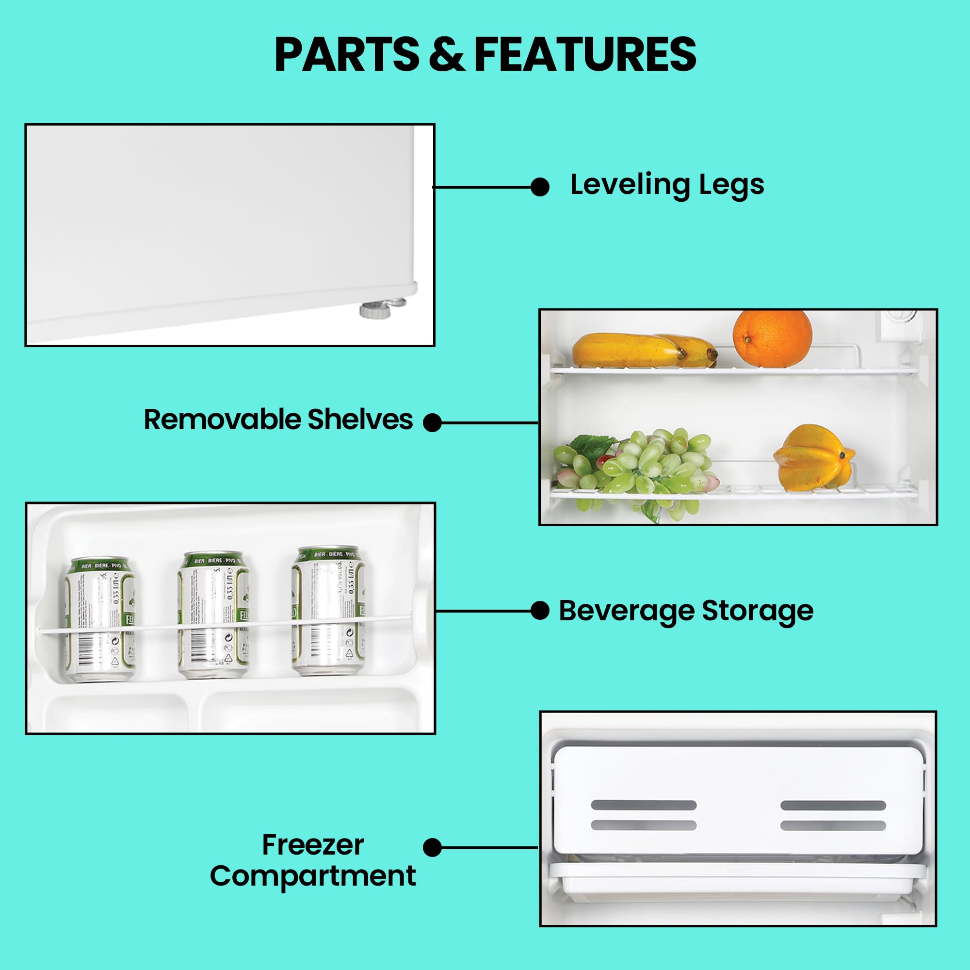 Koolatron Refrigerator - Mini Fridge With Freezer For Kitchen, Bedroom, office, Dorms, Cool Storage For Wine, Beverages, Compact Free Standing, Neveras Pequeñpara, 3.2 Cubic Feet Capacity, White