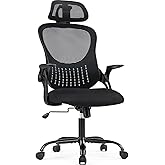 Sweetcrispy Office Computer Desk Chair, Ergonomic High-Back Mesh Rolling Work Chairs with Wheels and Adjustable Headrests, Co