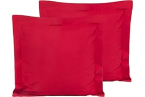 FLXXIE Microfiber European Pillow Shams Set of 2, Fade, Wrinkle and Shrinkage Resistant Soft Pillow Covers with Envelope Closure Euro Sham Covers (Red, 26x26 Inches)