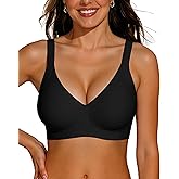 VRVOICE Wireless Deep V Bras Bralettes for Women Plunge Bras No Underwire Comfortable Full Coverage Everyday Tshirt Bra