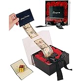 Ribbonbonbox Money Box For Cash Gift Pull – Money Roll Pull Out Surprise Box with Gift Card – Unique party event for Men, Birthday, Graduation, 50th 60th 70th Mothers day Gifts for Women bouquet