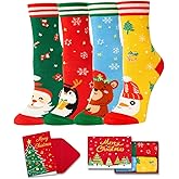 HAPPYPOP Christmas Socks for Kids Teens - Unisex Xmas Gift Ideas, Stocking Sock 4 Pack