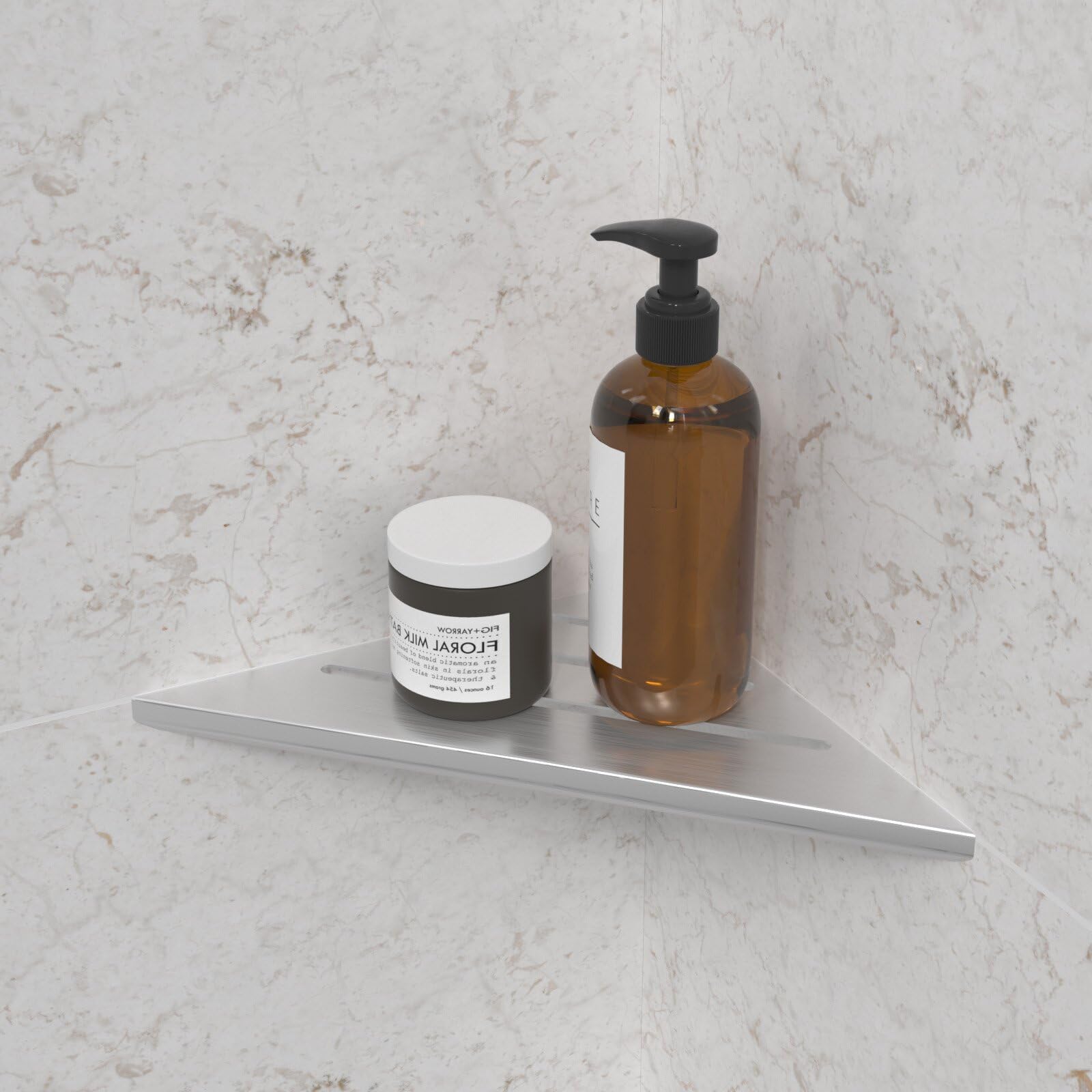 Womamny Bathroom Corner Shelves Thickened, Bathroom Shelves No Drilling, 35x24.5 cm Corner Shelf No Drilling, Stainless Steel Brushed Shower Caddy Corner Shower Shelf for Bathroom Kitchen Corner