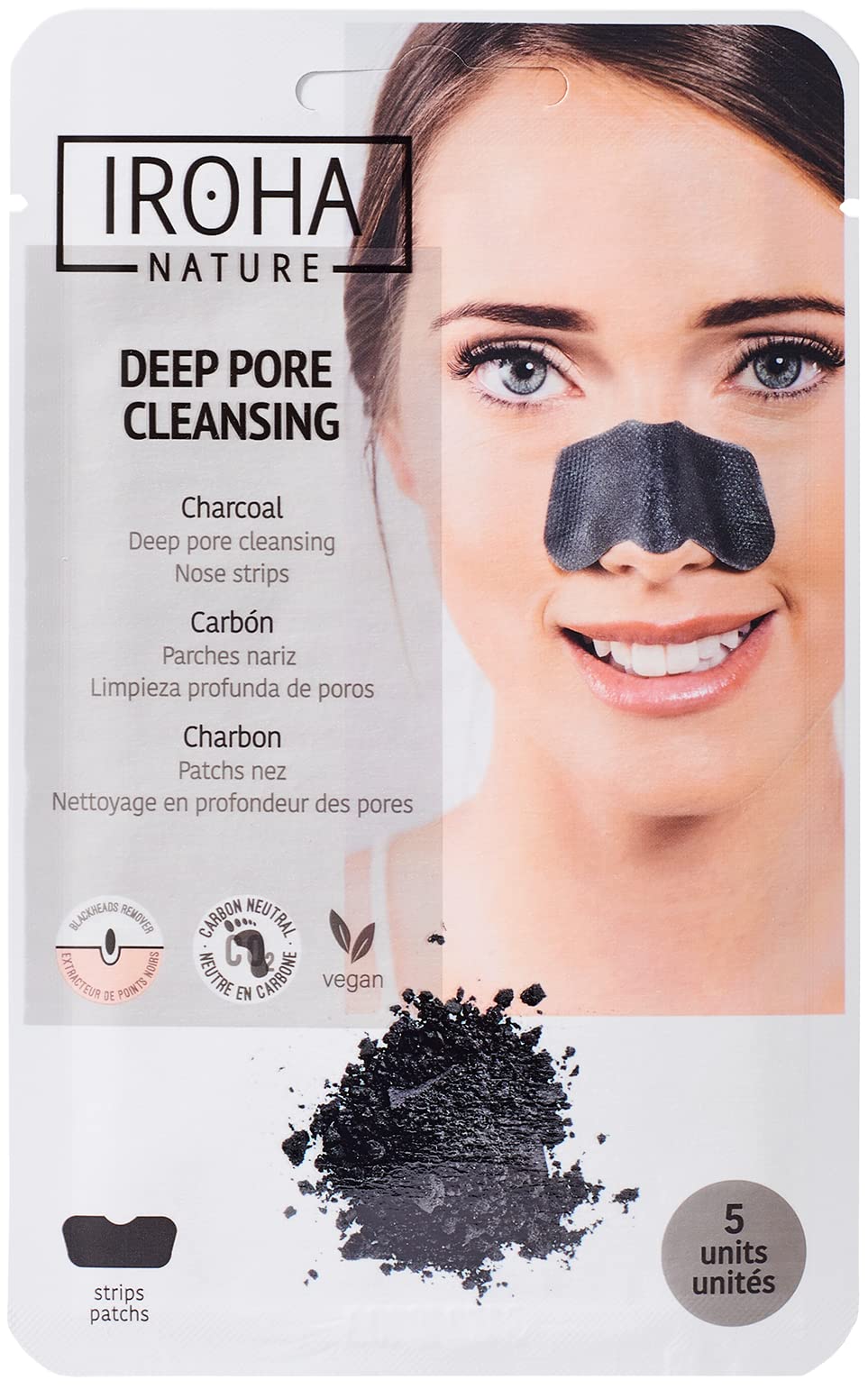 IROHA NATURE Detox Charcoal Nose Cleansing Strips, Pack of 5