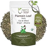 Organic Way Plantain Leaf Cut and Sifted - Herbal Tea | European Wild-Harvest | Organic & Kosher Certified | Non GMO & USDA Certified - Origin Albania (8 Ounce Pack)