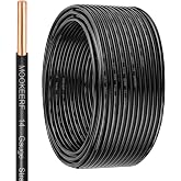 MOOKEERF THHN Wire 14 Gauge 50FT - OFC Solid Copper 10 AWG Electrical Building Wire 600V with Nylon Jacket and PVC Insulation for Residential, Ground, Industrial, CNC, Panel Wiring - Black