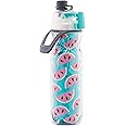 O2COOL Mist 'N Sip Misting Water Bottle 2-in-1 Mist And Sip Function With No Leak Pull Top Spout Reusable Sports Water Bottle - 20 oz (Watermelon)
