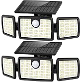 MIHANI Outdoor Solar Flood Lights, Motion Sensor 270&deg; Wide Angle, 2 Packs | Motion Sensor 270&deg; Wide Angle Flood Wall 2500LM High Brightness 3 Smart Lighting Modes IP65 Waterproof