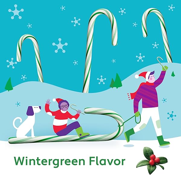 BRACH’S WINTERGREEN CHRISTMAS CANDY CANES, STOCKING STUFFERS FOR KIDS, CHRISTMAS CANDY, 5.3 OZ BOX, 12CT