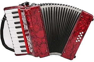 BTER Piano Accordion, 8 Bass 22-Key Exquisite Ergonomically Designed Accordions with Cleaning Cloth and Strap, Sensitive Button Playing Musical Instruments Gift for Children Beginners Adults
