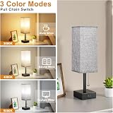 Aooshine Bedside Lamps Set of 2 with USB Ports Grey Shade 3-Color Modes view 3