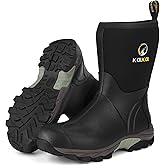 Kalkal Rubber Boots for Men, Waterproof Mid Calf Mens Rain Boots, 6mm Neoprene Insulated Mens Rubber Work Boots for Hunting Gardening Farming Fishing Mud Working, Size 7-14