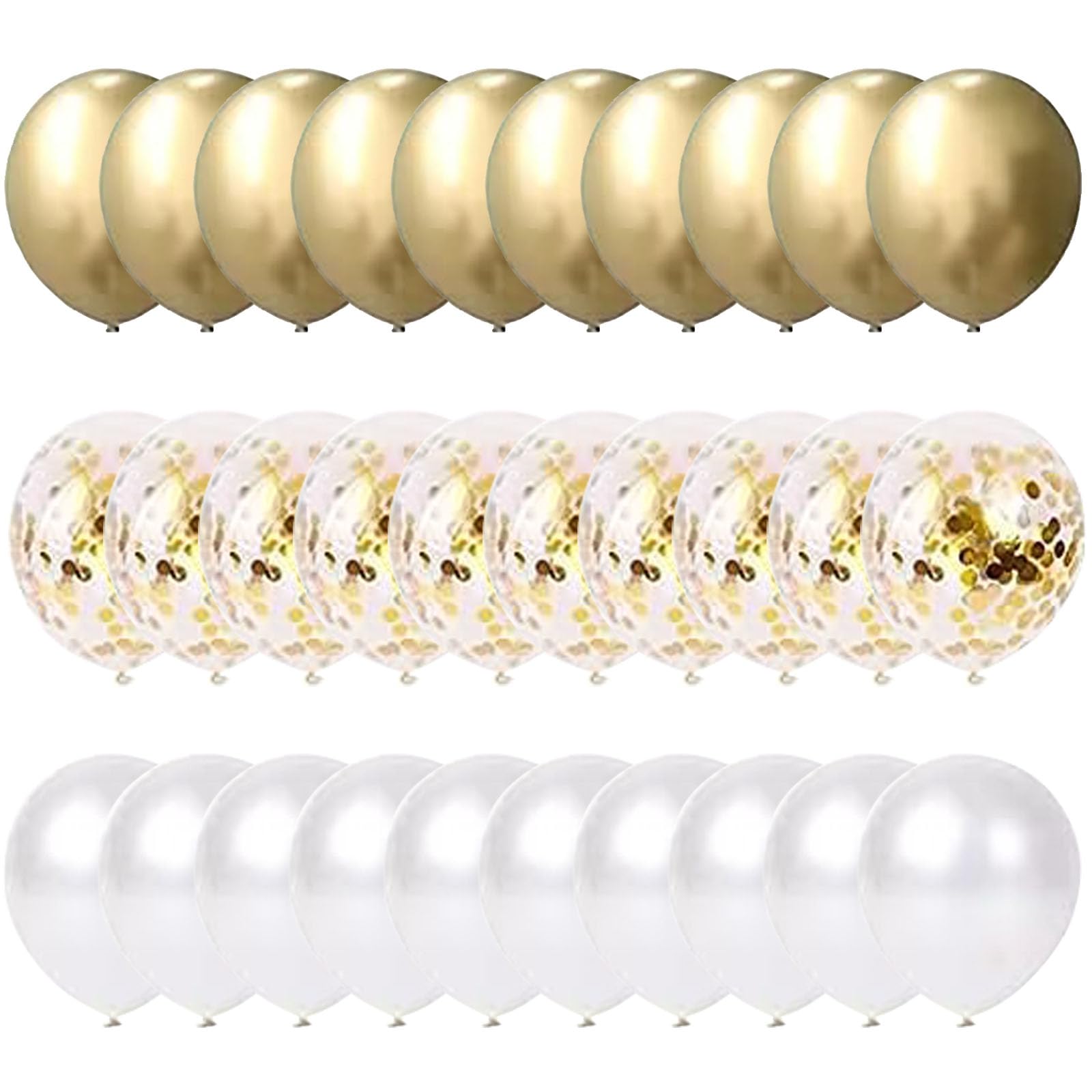 60Pcs 12 Inch Gold & White Balloon Set - Metallic Golden & White Balloon Arch Kit Latex Helium Balloons for Wedding Anniversary Engagement Baby Shower Birthday Party Decorations Eid Mubarak Graduation