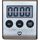 Premium Stainless Steel Digital Kitchen Timer &ndash; Ultra-Strong Magnetic Back, Fold-Out Desk Stand, Effortless One-Touch Setup, Extra-Loud Alarm, Oversized Display, Auto Memory, Auto Shut-Off (1)