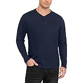 Colormagic Mens Henley Shirts Long Sleeve Button Waffle T-Shirt Lightweight Men's Top