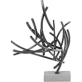 Deco 79 Metal Abstract Decorative Sculpture Home Decor Statue with Marble Base, Accent Figurine 17" x 7" x 24", Gray