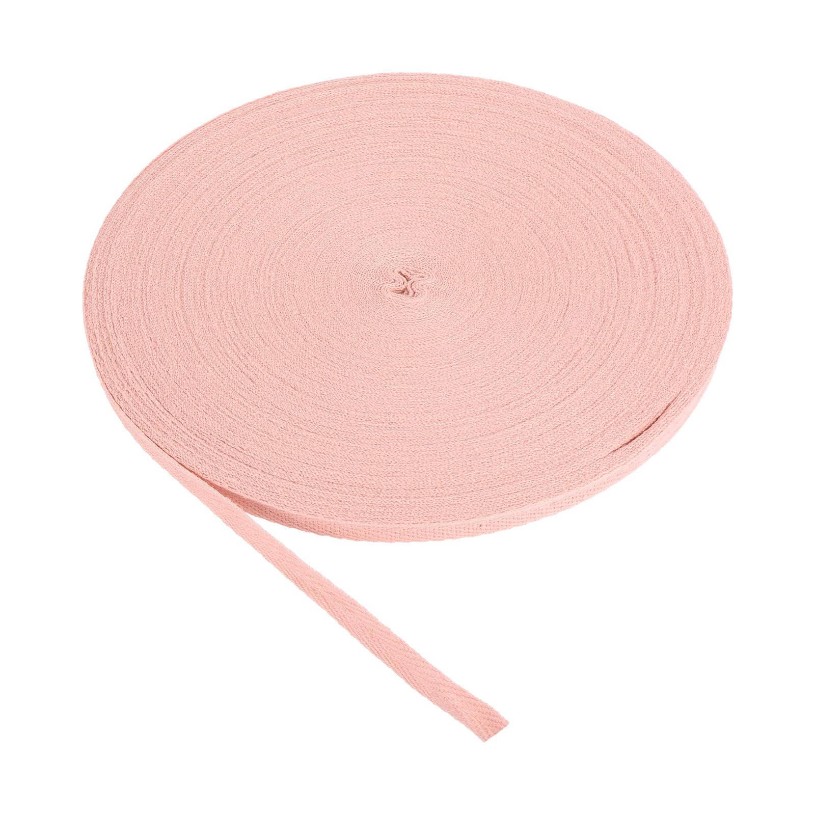 PATIKIL Cotton Twill Tape 10mm(3/8 Inch) 50 Yards Cotton Ribbon Bias Binding Tape Herringbone Webbing Trim for Sewing Gift Wrapping Craft DIY Pale Pink - 45m