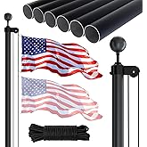 NELXINJO 25FT Heavy Duty Flagpole Kit for Outside House, 2.1" Bottom Tube, Tapered Aluminum Pole with All Hardware & 3x5 US Flag | Ideal for Patriotic Displays & Gifts (25FT, Black)