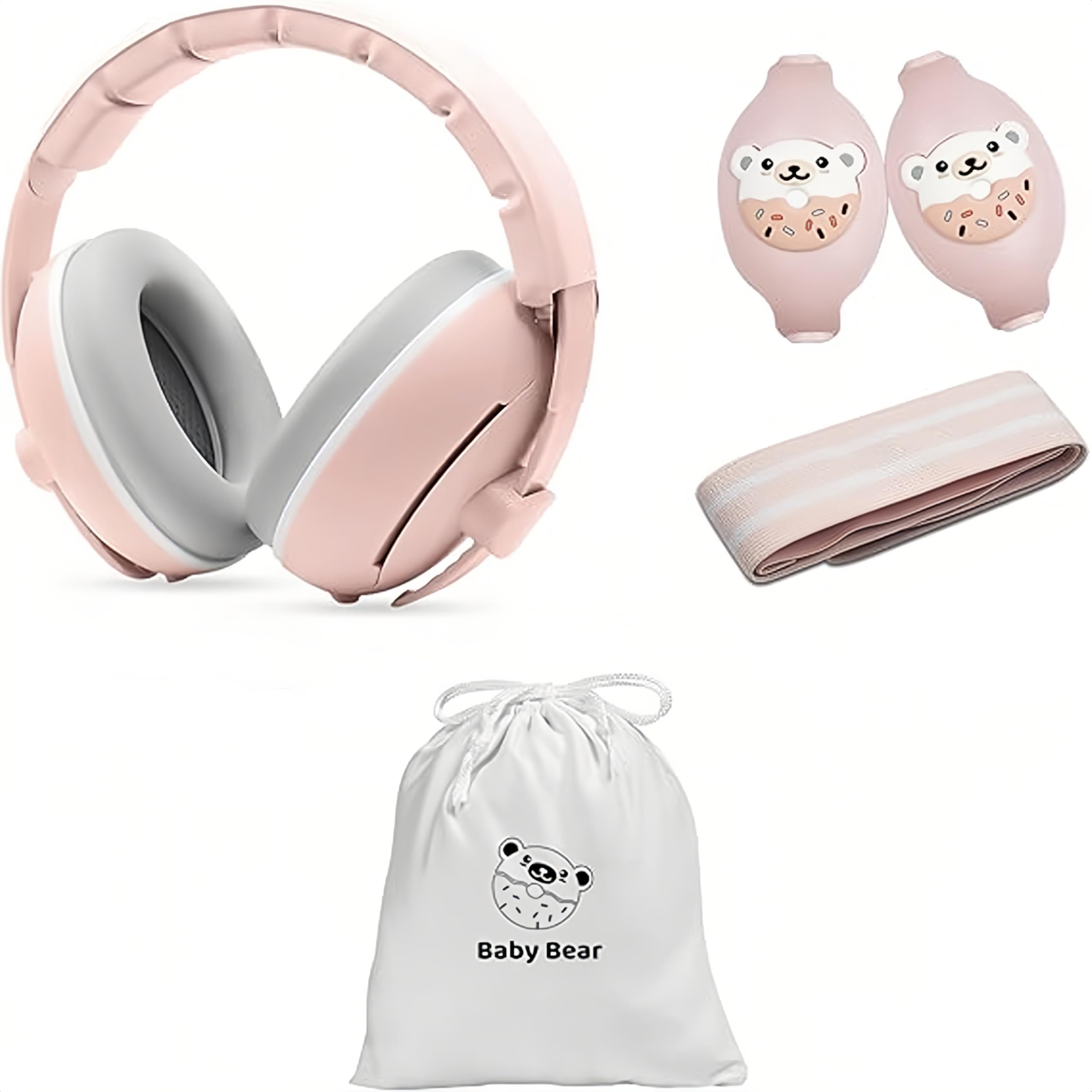 Baby Ear Defender 2-in-1 for Babies and Toddlers up to 4 Years,CE & EN71 Certified - Adjustable Noise Reduction Earmuffs,Comfortable Baby Headphones Against Hearing Damage & Improves Sleep (Pink)