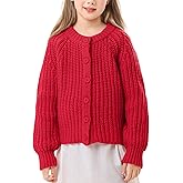 Wyeysyt Girls Cardigan Button Down Long Sleeve Chunky Knit Sweater Fall Open Front Cute Cardigan Coat