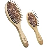 Giorgio Eco Friendly Wooden Bristle Hairbrush Set - Detangling Brush and Hair Growth Brush for Thick or Long Hair - Paddle Hair Brush with Anti Static Beechwood and Silicone Massage Cushion