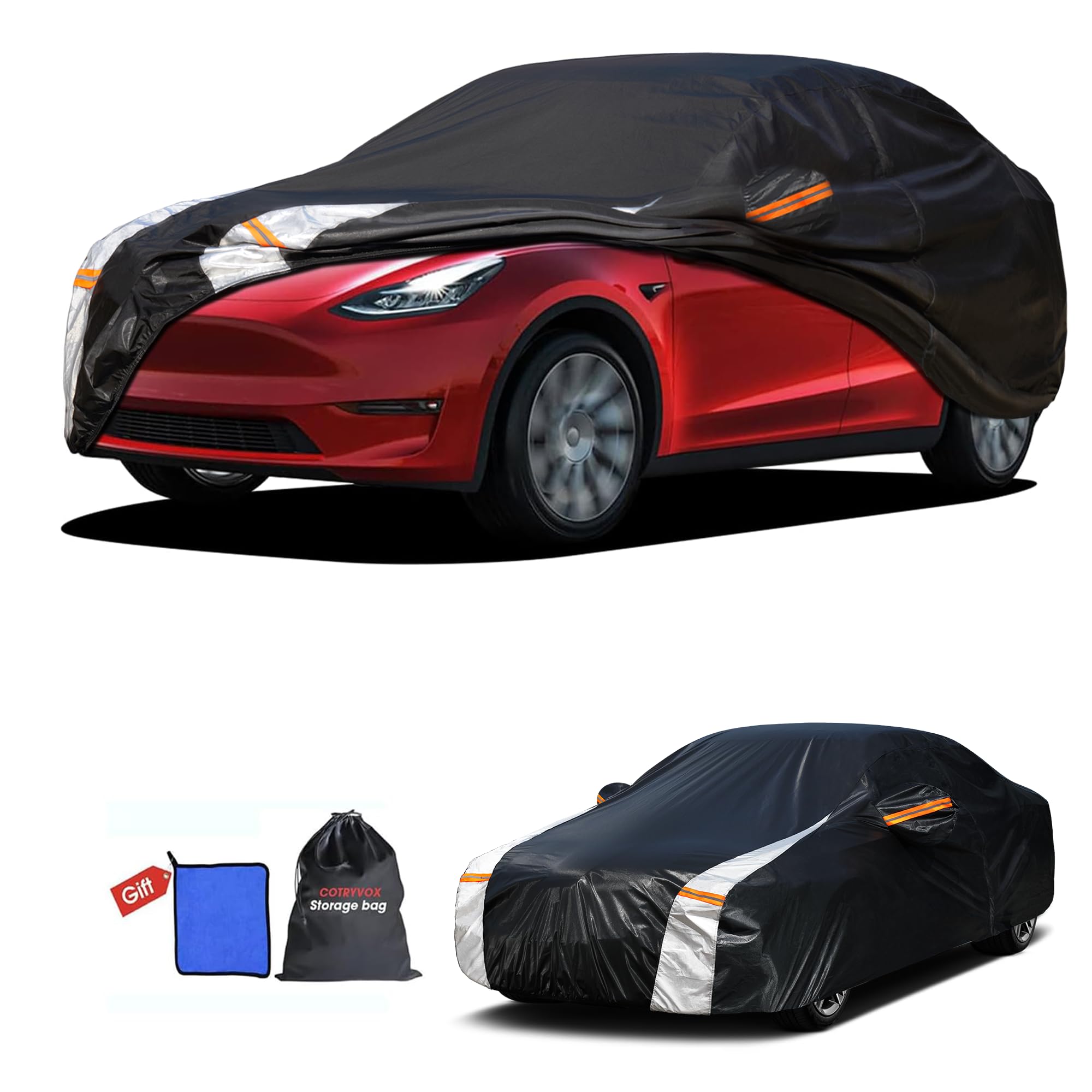 Photo 1 of 12-Layer Custom Fit Car Cover for Tesla Model Y/Model Y Juniper(2020-2026), Upgraded Waterproof All-Weather Full Exterior Cover with Door Zipper, for Snow Rain Dust and Sun UV Protection.