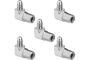 Racewill 5 Pack 90 Degree Elbow Hydraulic Adapter Fittings: 1/4" JIC Male x 3/8" NPT Male, with Protection Cover Hydraulic Hose Crimp Connectors