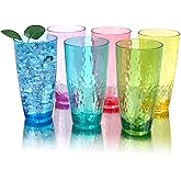 Yanglonghui 26-Ounce Plastic Tumblers (Set of 6), Reusable Plastic Mugs, BPA-Free Acrylic to Drink Mugs, Shatter Resistant, Textured Interior, Dishwasher Safe (Multi Color, 26 Ounce)