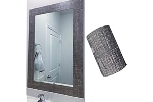 LUO YIYI 32.8Ft Dark Grey Wood Grain Border Self Adhesive Wallpaper Removable PVC Waterproof Bathroom Mirror Frame Sticker