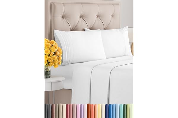 Queen Size 4 Piece Sheet Set - Comfy Breathable & Cooling Sheets - Hotel Luxury Bed Sheets for Women & Men - Deep Pockets, Easy-Fit, Extra Soft & Wrinkle Free Sheets - White Oeko-Tex Bed Sheet Set