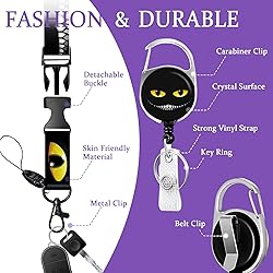Onevenvi Black Cat Lanyard - Retractable ID Badge