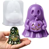 Halloween Ghost Holding Pumpkin Silicone Mold for Home Decor Candle Z0251 | 3D Cute Ghost Pumpkin Resin Molds for Epoxy Resin,MOLD for Candle, Soap, Plaster, Halloween DIY Home Decor Ornament Making