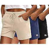 Neer 3 Pack Women's Sweat Shorts, Drawstring Running Short with Pockets, Summer Athletic Casual Walking Gym Lounge Short
