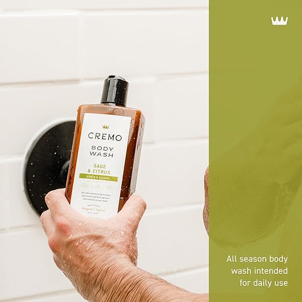 CREMO BODY WASH FOR MEN, RICH-LATHERING SAGE AND CITRUS, 16 FL OZ