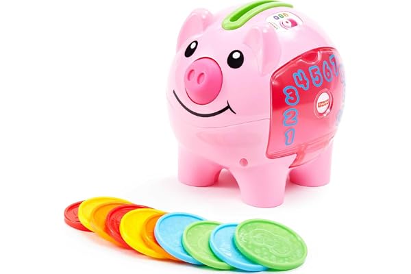 Fisher-Price Baby & Toddler Toy Laugh & Learn Smart Stages Piggy Bank with Educational Songs & Phrases for Infants Ages 6+ Mo