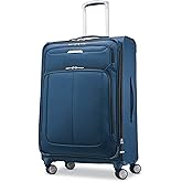 Samsonite Solyte DLX Softside Expandable Luggage with Spinner Wheels, Mediterranean Blue, Checked-Medium 25-Inch